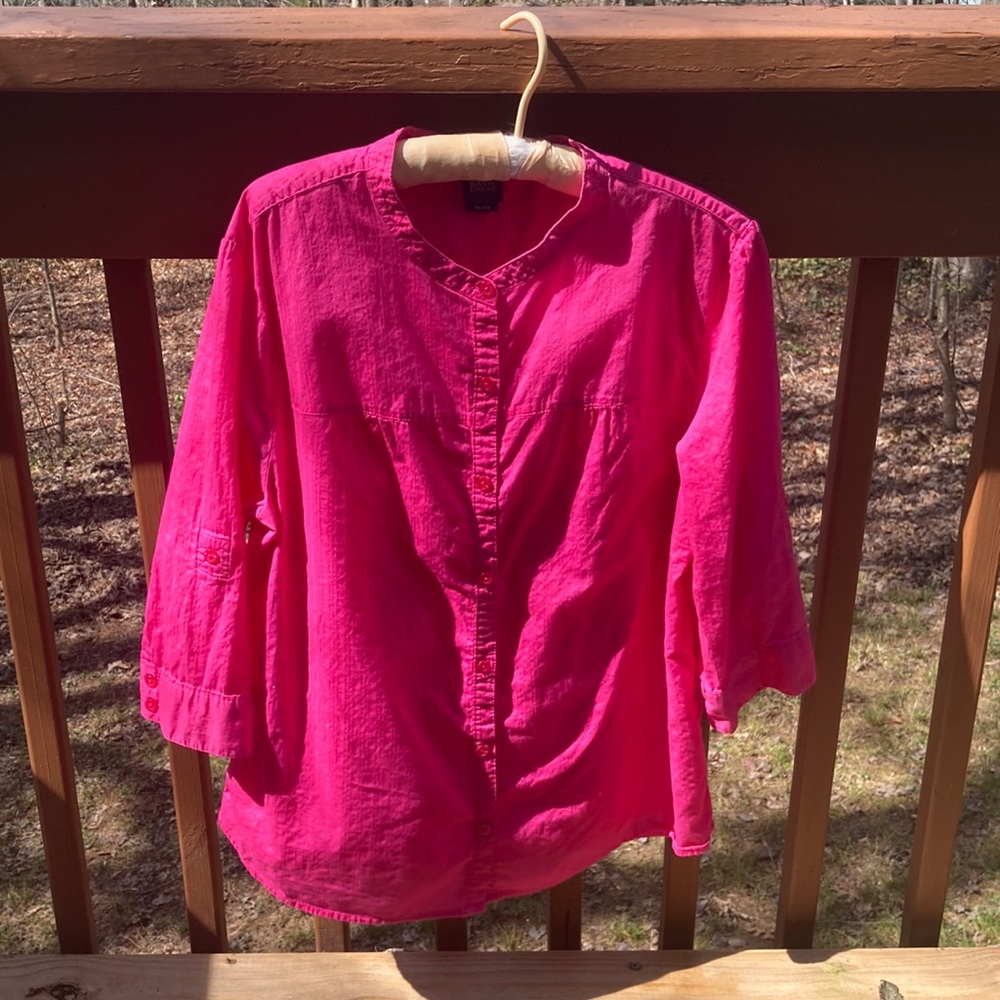 Basic Editions pink cotton blouse